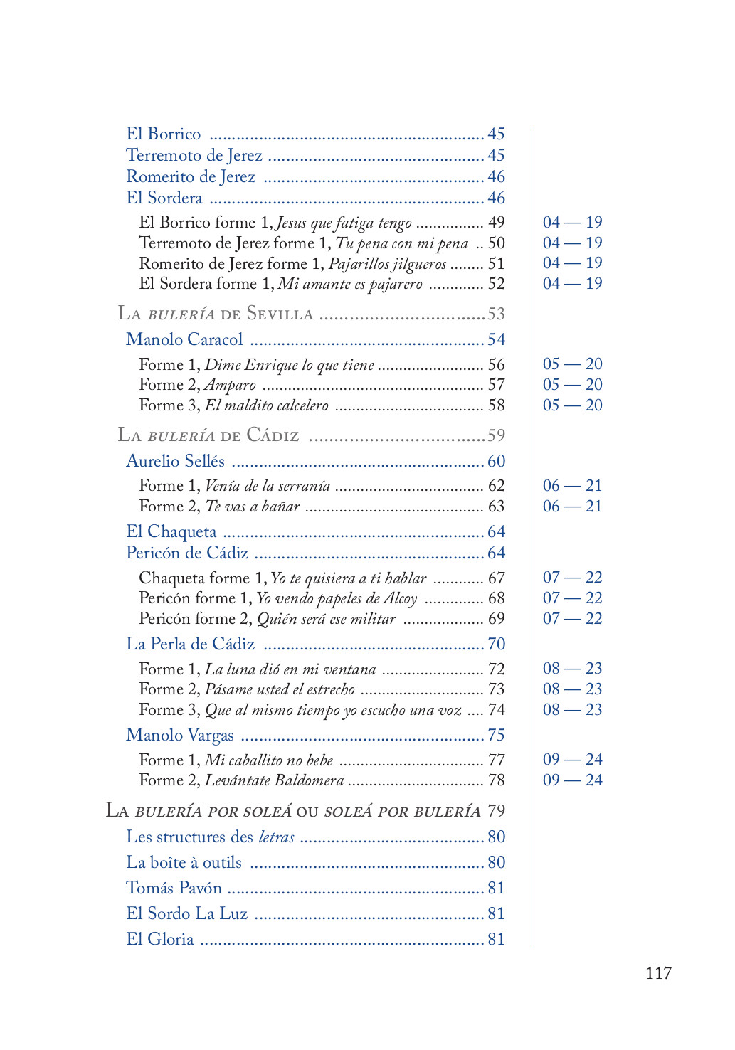 «Buleria» Table des matières p. 2 sur 3